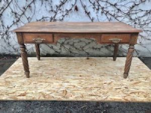 Oak Desk with 2 Drawers and Screw Leg - Restored (work in progress)_car 1520